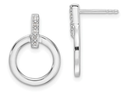 White Ice Sterling Silver Rhodium-plated Diamond Open Circle Post Earrings (Style QW559)