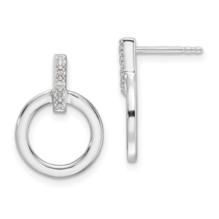 White Ice Sterling Silver Rhodium-plated Diamond Open Circle Post Earrings (Style QW559)
