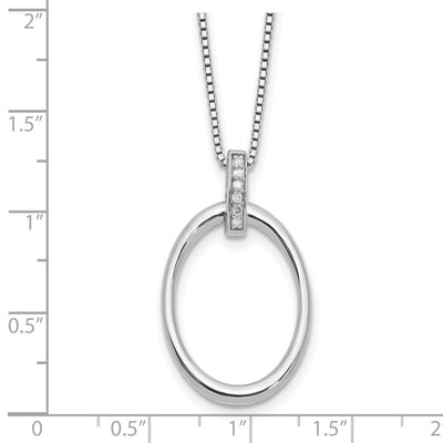 White Ice Sterling Silver Rhodium-plated Diamond Oval Necklace plus 2 in Extender