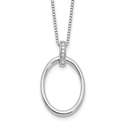 White Ice Sterling Silver Rhodium-plated Diamond Oval Necklace plus 2 in Extender