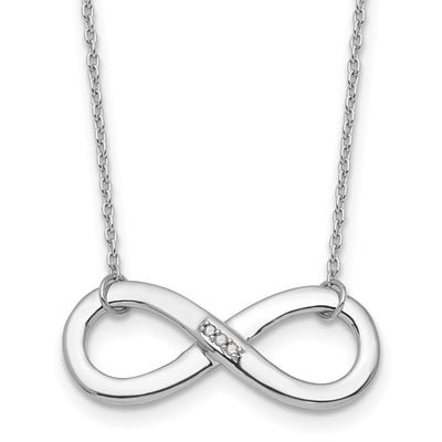 White Ice Sterling Silver Rhodium-plated Diamond Infinity Necklace, 18 x 27.5mm