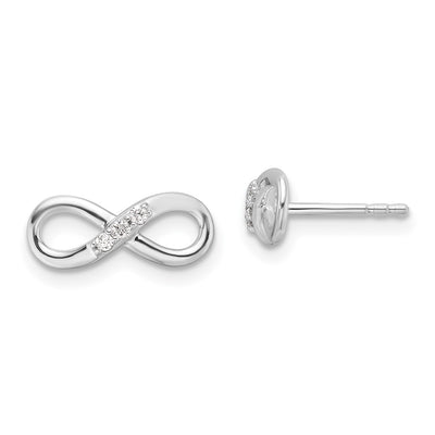 White Ice Sterling Silver Rhodium-plated Diamond Infinity Post Earrings