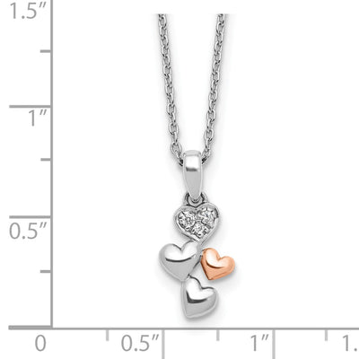 White Ice Sterling Silver Rhodium-plated Rose-tone Diamond Heart Necklace with Extender