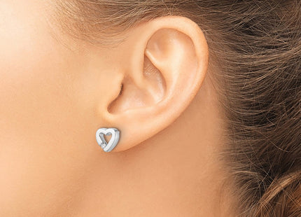 Sterling silver diamond heart earrings, another view