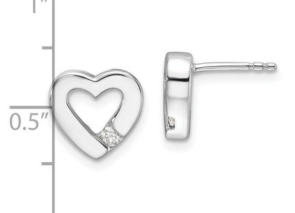Sterling silver diamond heart earrings, further view