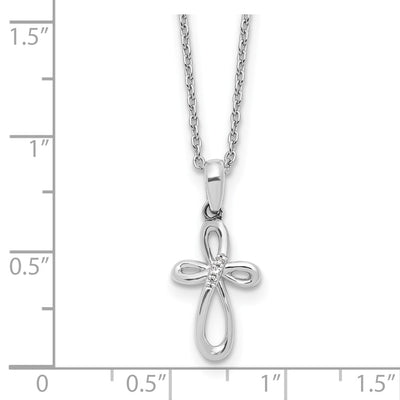 White Ice Sterling Silver Rhodium-plated Fancy Diamond Cross Necklace plus Extender