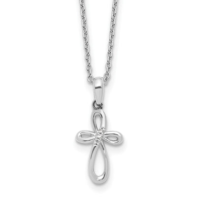 White Ice Sterling Silver Rhodium-plated Fancy Diamond Cross Necklace plus Extender
