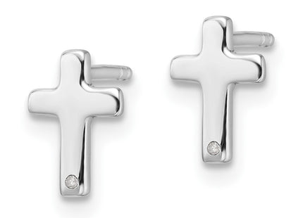 Sterling silver diamond cross earrings, alternate view