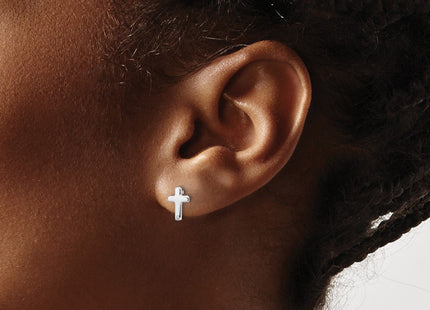 Sterling silver diamond cross earrings, another view