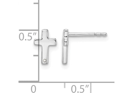 Sterling silver diamond cross earrings, further view