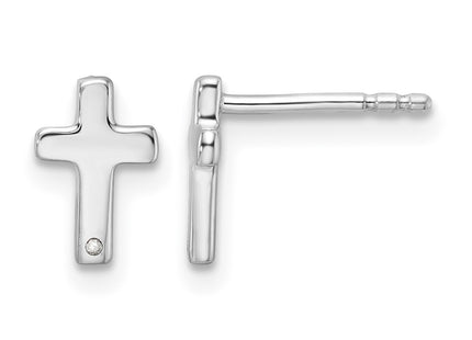 Sterling silver diamond cross earrings
