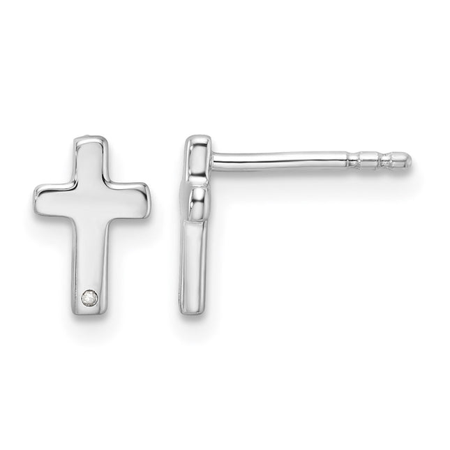 Sterling silver diamond cross earrings
