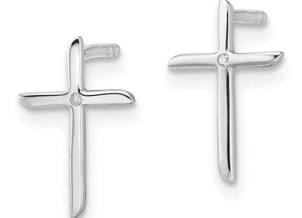 White Ice Sterling Silver Rhodium-plated Diamond Cross Post Earrings (Style QW574)