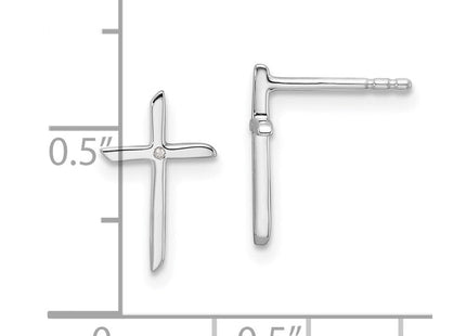White Ice Sterling Silver Rhodium-plated Diamond Cross Post Earrings (Style QW574)