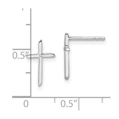 White Ice Sterling Silver Rhodium-plated Diamond Cross Post Earrings, 12.61 x 8.18mm