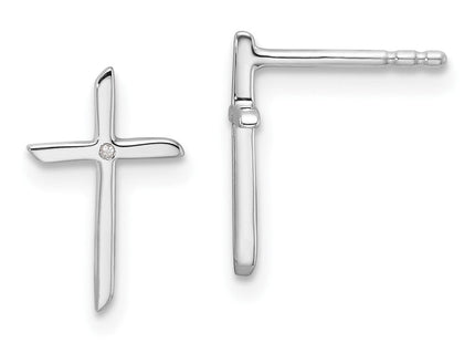 White Ice Sterling Silver Rhodium-plated Diamond Cross Post Earrings (Style QW574)