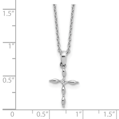 White Ice Sterling Silver Rhodium-plated Diamond Cross plus Extender