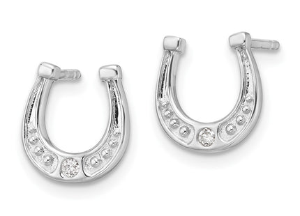 Sterling silver diamond horseshoe earrings, alternate view
