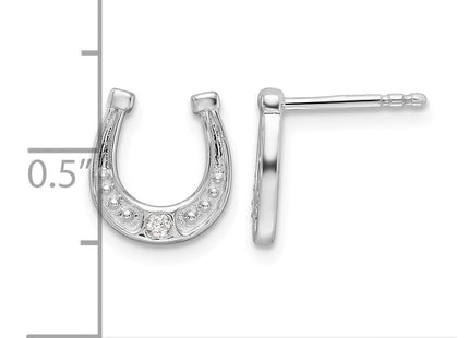 Sterling silver diamond horseshoe earrings, further view