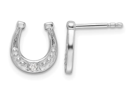 Sterling silver diamond horseshoe earrings