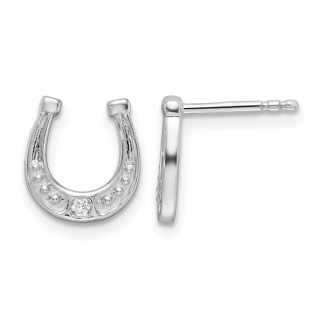 Sterling silver diamond horseshoe earrings