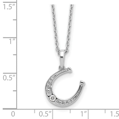 White Ice Sterling Silver Rhodium-plated Diamond Horseshoe Necklace plus Extender