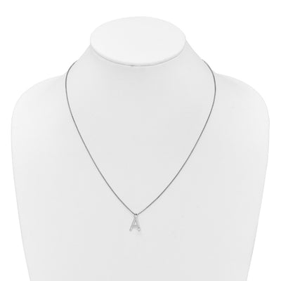 White Ice Sterling Silver Rhodium-plated Diamond Letter A Initial Necklace plus Extender