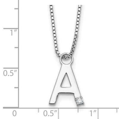 White Ice Sterling Silver Rhodium-plated Diamond Letter A Initial Necklace plus Extender