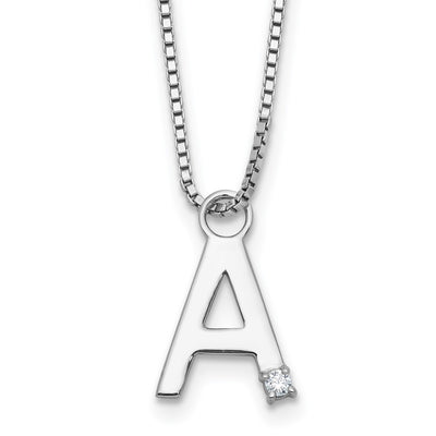 White Ice Sterling Silver Rhodium-plated Diamond Letter A Initial Necklace plus Extender