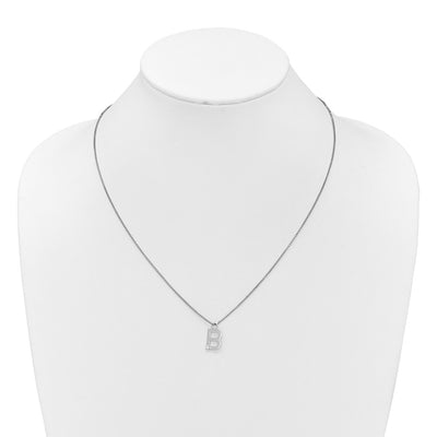 White Ice Sterling Silver Rhodium-plated Diamond Letter B Initial Necklace plus Extender