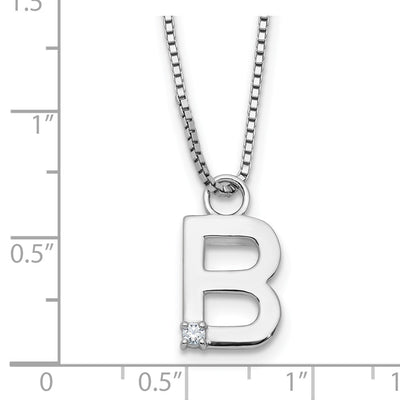 White Ice Sterling Silver Rhodium-plated Diamond Letter B Initial Necklace plus Extender