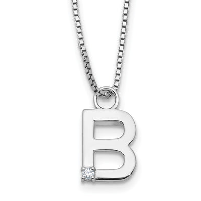 White Ice Sterling Silver Rhodium-plated Diamond Letter B Initial Necklace plus Extender