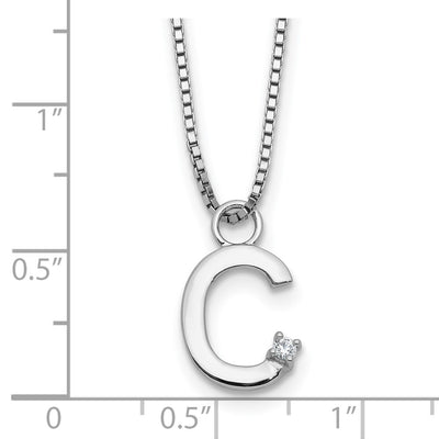 White Ice Sterling Silver Rhodium-plated Diamond Letter C Initial Necklace plus Extender