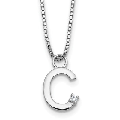 White Ice Sterling Silver Rhodium-plated Diamond Letter C Initial Necklace plus Extender
