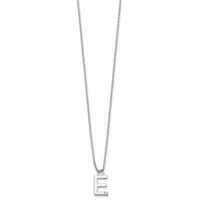 White Ice Sterling Silver Rhodium-plated Diamond Letter E Initial Necklace plus Extender