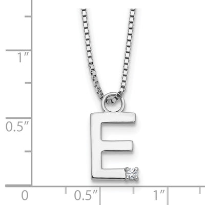 White Ice Sterling Silver Rhodium-plated Diamond Letter E Initial Necklace plus Extender