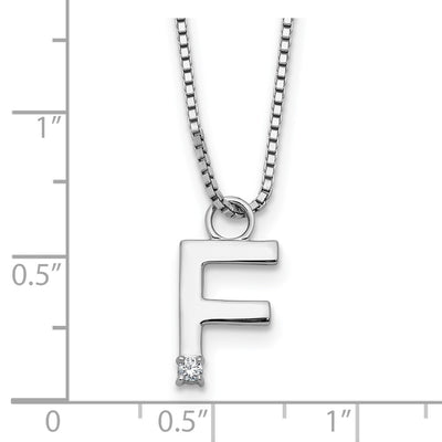 White Ice Sterling Silver Rhodium-plated Diamond Letter F Initial Necklace plus Extender
