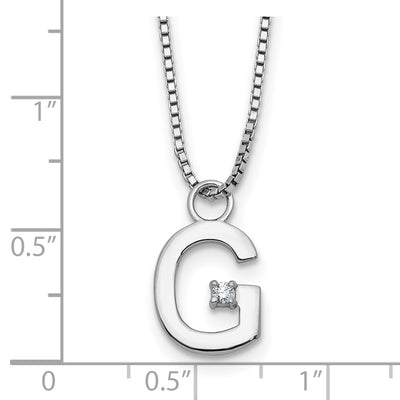 White Ice Sterling Silver Rhodium-plated Diamond Letter G Initial Necklace plus Extender