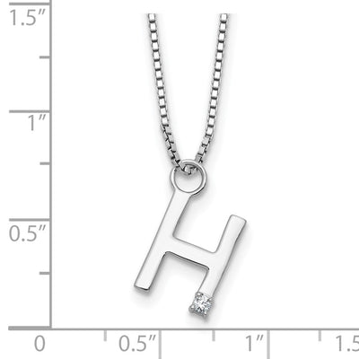 White Ice Sterling Silver Rhodium-plated Diamond Letter H Initial Necklace plus Extender