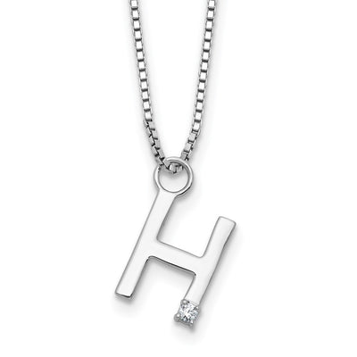 White Ice Sterling Silver Rhodium-plated Diamond Letter H Initial Necklace plus Extender