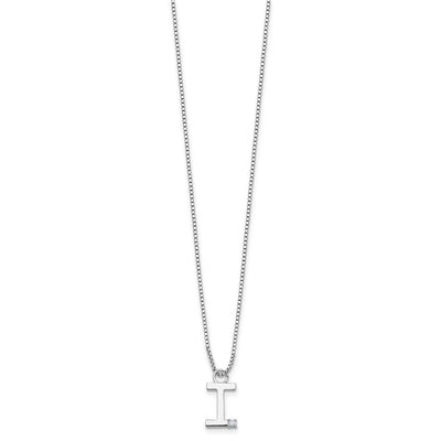 White Ice Sterling Silver Rhodium-plated Diamond Letter I Initial Necklace plus Extender