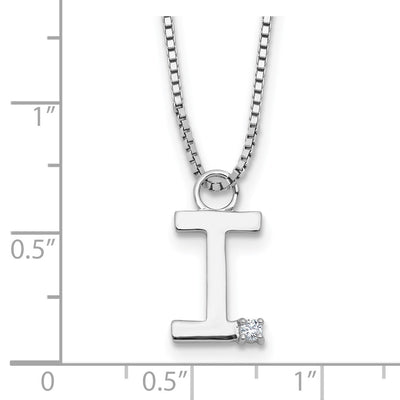 White Ice Sterling Silver Rhodium-plated Diamond Letter I Initial Necklace plus Extender