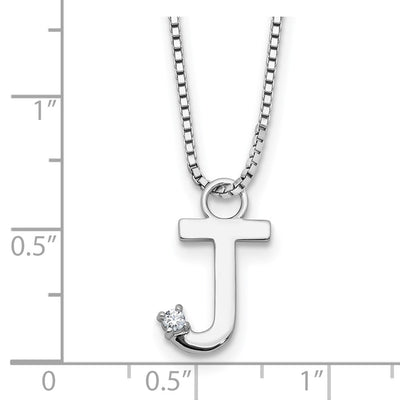 White Ice Sterling Silver Rhodium-plated Diamond Letter J Initial Necklace plus Extender