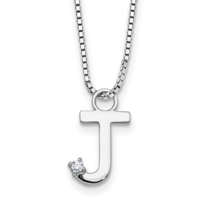 White Ice Sterling Silver Rhodium-plated Diamond Letter J Initial Necklace plus Extender