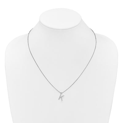 White Ice Sterling Silver Rhodium-plated Diamond Letter K Initial Necklace plus Extender