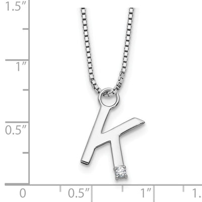 White Ice Sterling Silver Rhodium-plated Diamond Letter K Initial Necklace plus Extender