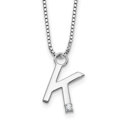 White Ice Sterling Silver Rhodium-plated Diamond Letter K Initial Necklace plus Extender