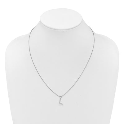 White Ice Sterling Silver Rhodium-plated Diamond Letter L Initial Necklace plus Extender