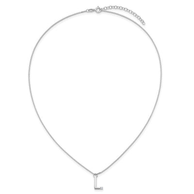 White Ice Sterling Silver Rhodium-plated Diamond Letter L Initial Necklace plus Extender