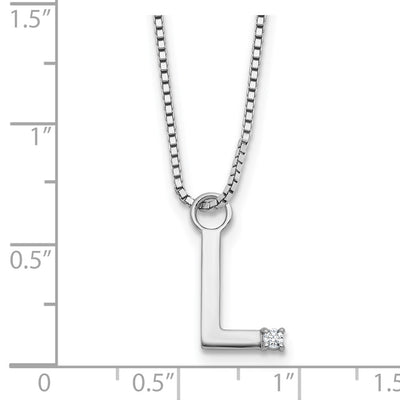 White Ice Sterling Silver Rhodium-plated Diamond Letter L Initial Necklace plus Extender